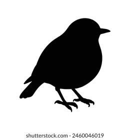 silhouette of a  animal robin on white