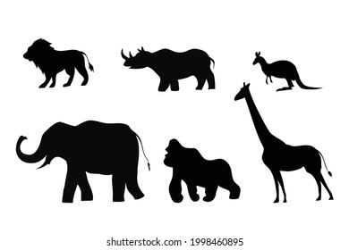 Silhouette animal set vector illustration for education and collection