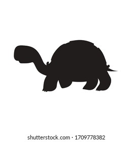 Silhouette of an animal turtle, black on a white background, vector illustration