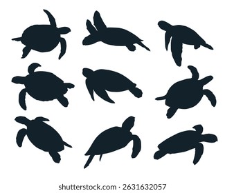 silhueta animal tartaruga coleção conjunto design simples