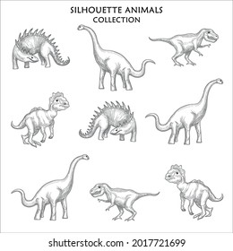 Silhouette animals collection vector design