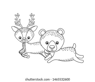 silhouette of animals with garland of background