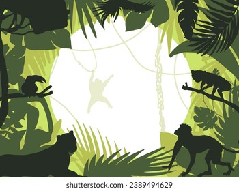 Silhouette of animals in the jungle