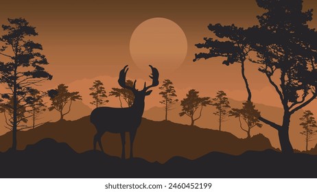 Silhouette animals on evening at savanah