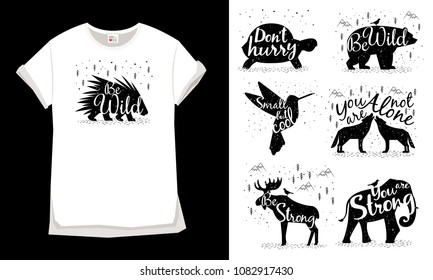 Silhouette Animals Tshirt Design Stock Vector (Royalty Free) 1082917430 ...