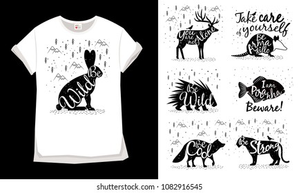 Silhouette of Animals for T-shirt printing