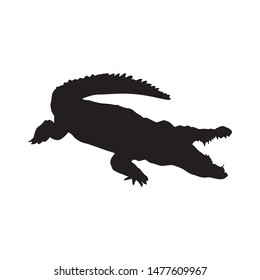 silhouette animals vector concept.  crocodile silhouette design graphics.