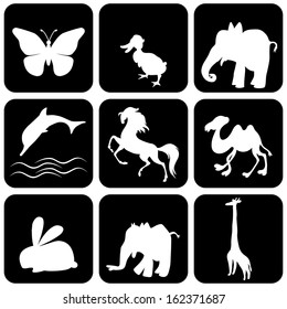 Silhouette of animals - vector illustration 