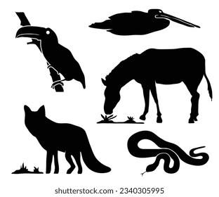 animales de silueta silvestre, colección de animales de silueta.