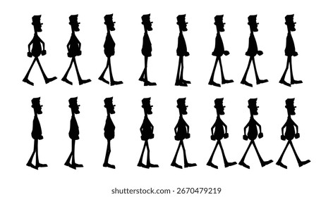 Silhouette Animation Frames of a Walking Person