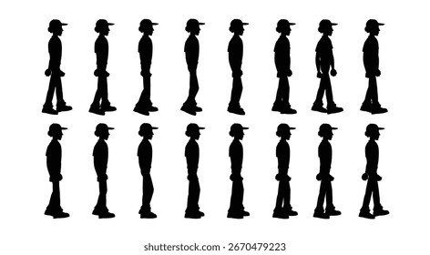Silhouette Animationsrahmen einer Wanderperson