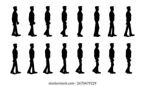 Silhouette Animationsrahmen einer Wanderperson