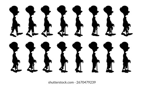 Silhouette Animationsrahmen einer Wanderperson