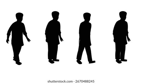 Silhouette Animation Frames of a Walking Person