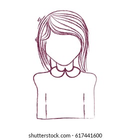 silhouette anime woman with hairstyle and cloth