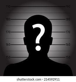 Silhouette of  anonymous man in mugshot or police lineup