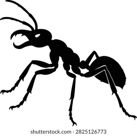 Silhouette ant insect walking side view vector illustrator