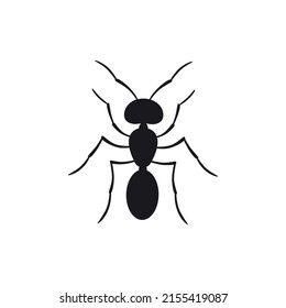 Silhouette Ant top view. Ant Logo template. Insect Symbol. Vector illustration