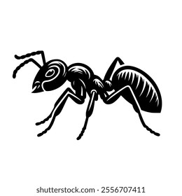 Silhouette of an ant walking.Vector illustration isolated on white background.