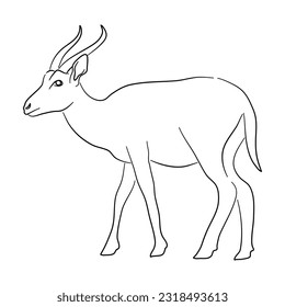 Silhouette of a Antelope made in sketch style. Vector illustration.