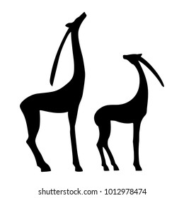 Silhouette of antelope on white background. Flat design, vector.