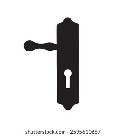 A silhouette of antique bronze door handle with keyhole vector icon illustration on white background.