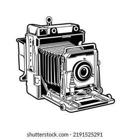 silhouette antique camera isolated on white background.