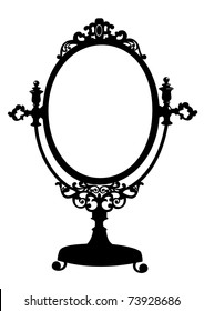 Silhouette of antique makeup mirror