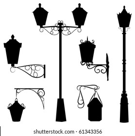 silhouette of antique outdoor lamps