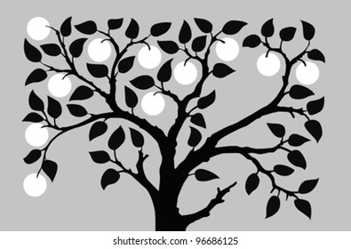 silhouette to aple trees on gray background, vector illustration