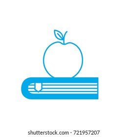 silhouette apple fruit over close book