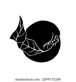 Silhouette, apple fruit stamp.  Vector graphics.