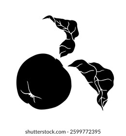 Silhouette, apple fruit stamp.  Vector graphics.