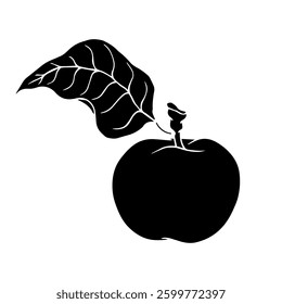 Silhouette, apple fruit stamp.  Vector graphics.