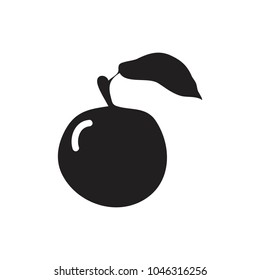 Silhouette of an apple with a leaf. Isolated icon. Vector illustration
