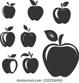 silhouette apple set vector illustration icon symbol