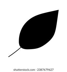Silhouette of apple tree leaf, element of Thanksgiving day festive table decoration. Apple tree leaf contour holiday symbol. Simple black shape vector icon isolated on white background