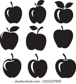 Silhouette apple vector collection illustration isolated on white artboard