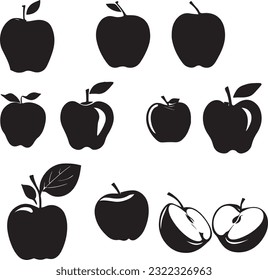 silhouette apple vector illustration set isolated on white background