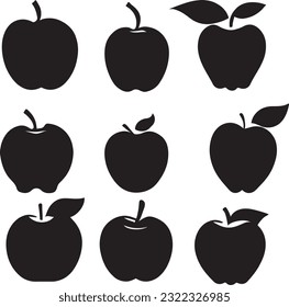 silueta manzana conjunto de ilustraciones aisladas en tablero blanco