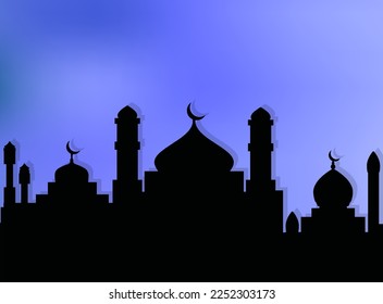 Silhouette of Arabic architecture featuring a mosque roof