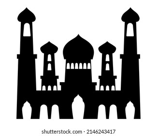 silhouette arabic mosque traditional icon