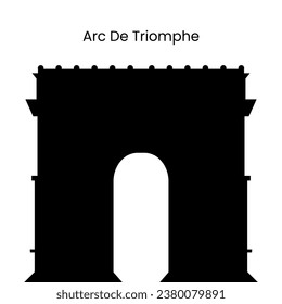 The silhouette of Arc De Triomphe of Paris is isolated on a white background. Vector illustration