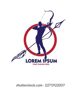  silhouette archery logo vector illustration