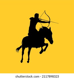 silhouette of archery on horse 