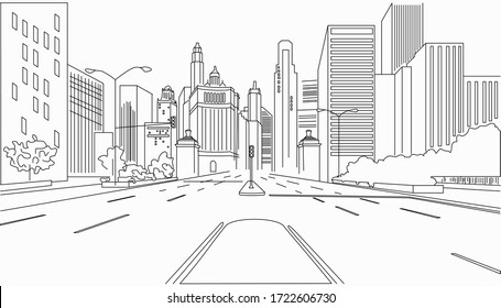 Silhouette architecture new york street in vector