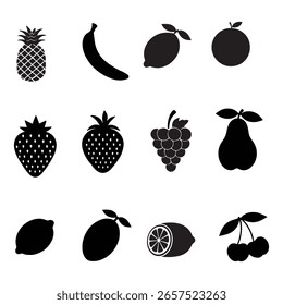 Silhouette Array of Refreshing Fruits An Assortment of Sweet and Tangy Treats for a Healthy Lifestyle.