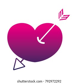 silhouette arrow design inside heart love icon