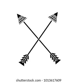 silhouette arrows native object with ornamental design