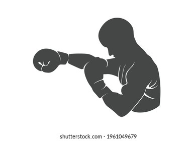 Silhouette art of a boxer or martial arts fighter